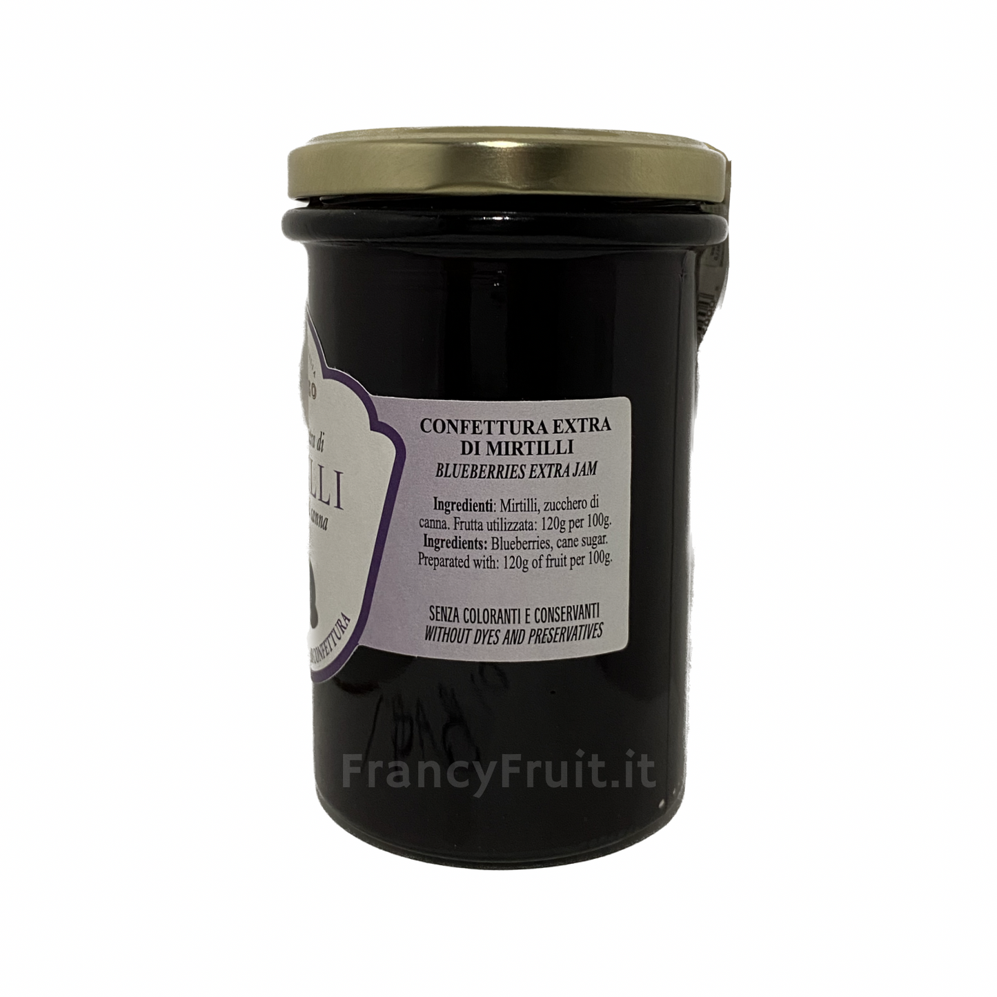 Etichetta con mirtilli